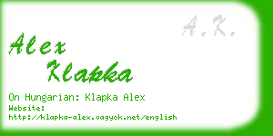 alex klapka business card